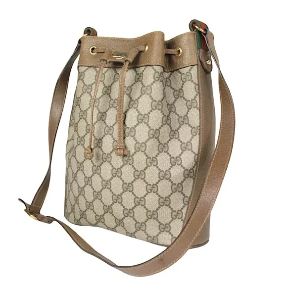 GUCCI Vintage Sherry Line GG Web Drawstring Shoulder Bag - Picture 12 of 15